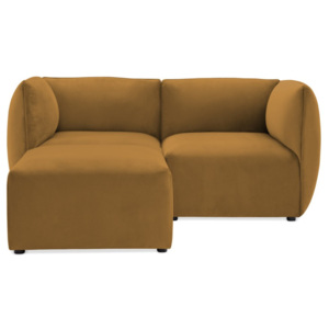 Canapea modulară cu 2 locuri și suport pentru picioare Vivonita Velvet Cube, galben muștar