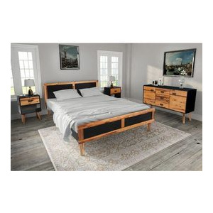 Mobilier dormitor, lemn masiv de acacia, 4 piese, 140 x 200 cm