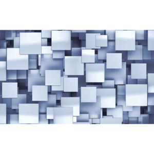 Abstract Squares Modern Blue Fototapet, (312 x 219 cm)