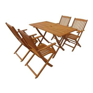 Set pliabil masă și scaune exterior, 5 piese, lemn de acacia