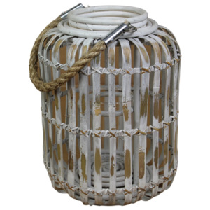 Felinar din bambus HSM Collection Capsule, ⌀ 26 cm, alb