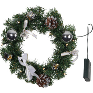 Coroniță de Crăciun luminoasă cu LED Best Season Decorage Silver Ribbons