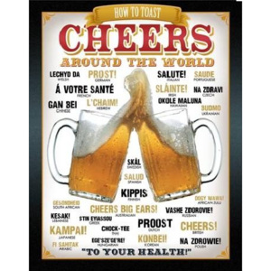 BEER - Cheers Around The World Placă metalică, (31,5 x 40 cm)