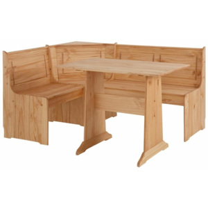 Set de colț cu bancă și masă din lemn masiv de pin Støraa Samantha