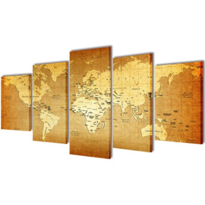 Set tablouri de pânză imprimate cu harta lumii 200 x 100 cm