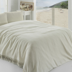 Cuvertură subțire pentru pat de o persoană Pique Cream, 180 x 240 cm