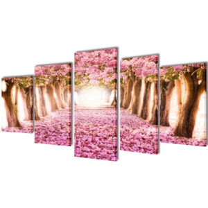 Set tablouri de pânză cireși în floare 200 x 100 cm