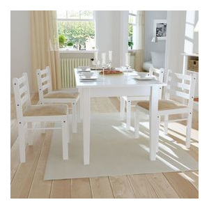 Set 4 scaune de bucătărie pătrate din lemn, alb