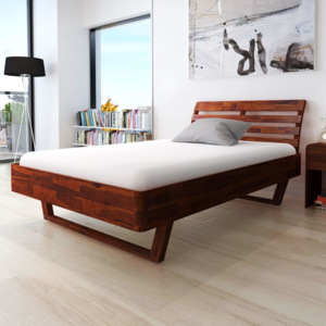 Cadru de pat din lemn masiv acacia, 140 x 200 cm, maro
