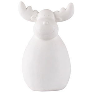 Statuetă decorativă din ceramică KJ Collection Reindeer Ceramic White, 19,5 cm
