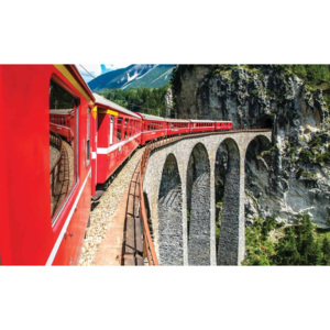 Train Through The Mountains Fototapet, (368 x 254 cm)