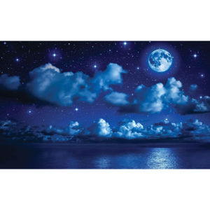 Sky Moon Clouds Stars Night Sea Fototapet, (416 x 254 cm)
