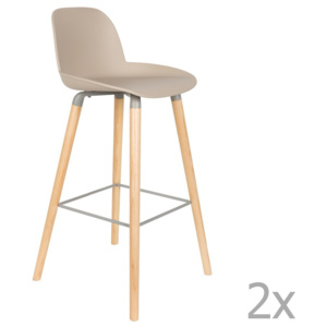 Set 2 scaune bar Zuiver Albert Kuip, înălțime scaun 75 cm, bej - gri