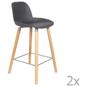 Set 2 scaune bar Zuiver Albert Kuip, înălțime scaun 65 cm, gri închis