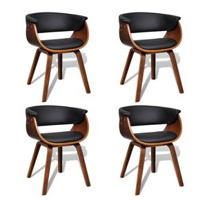 Set 4 scaune piele artificială și lemn