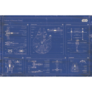 Star Wars - Rebel Alliance Fleet Blueprint Poster, (91,5 x 61 cm)