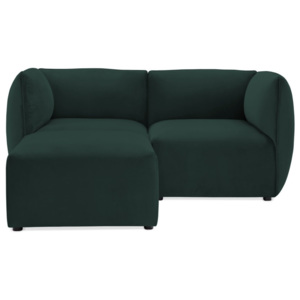 Canapea modulară cu 2 locuri și suport pentru picioare Vivonita Velvet Cube, verde închis