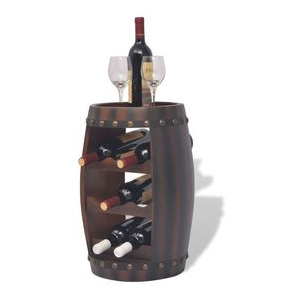 Raft sticle de vin, în formă de butoi, 8 sticle, maro