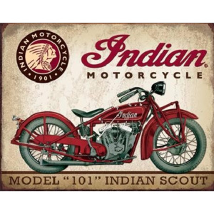 INDIAN MOTORCYCLES - Scout Model 101 Placă metalică, (40 x 31,5 cm)