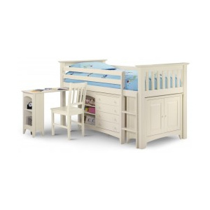 PAAC101 - Pat alb cu dulap si birou - patut copii