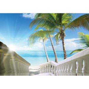 Beach Tropical Sea Palms Fototapet, (254 x 184 cm)