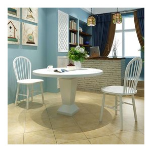 Set 2 scaune de bucătărie rotunde din lemn, alb