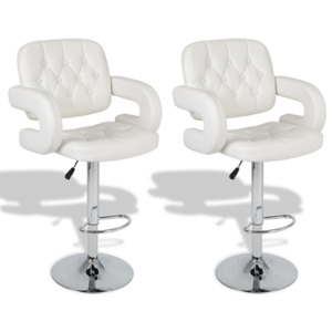 VidaXL Set 2 scaune bar pivotante piele artificială cu suport brațe Alb