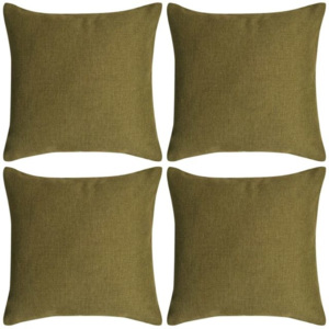 Huse de pernă cu aspect de pânză, 80 x 80 cm, verde, 4 buc