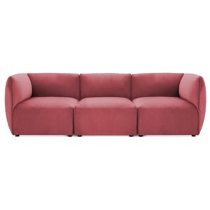 Canapea modulară cu 3 locuri Vivonita Velvet Cube, roșu - roz