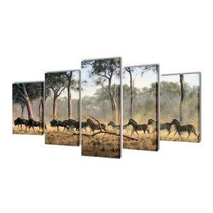 Set tablouri imprimate pe pânză Zebre 200 x 50 cm