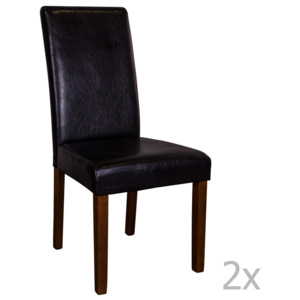 Set 2 scaune cu picioare închise la culoare House Nordic Mora, negru
