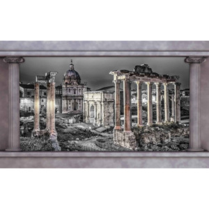 Rome City Ruins Window View Fototapet, (416 x 254 cm)