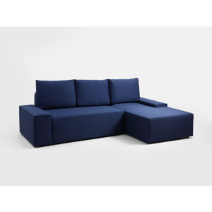 Canapea extensibilă cu șezlong pe partea dreaptă și spațiu pentru depozitare Custom Form Flopp, albastru