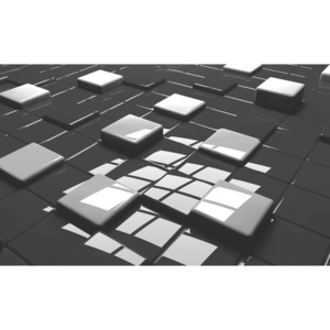 Modern Abstract Squares Black White Fototapet, (416 x 254 cm)