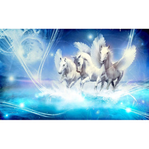 Winged Horse Pegasus Blue Fototapet, (211 x 90 cm)