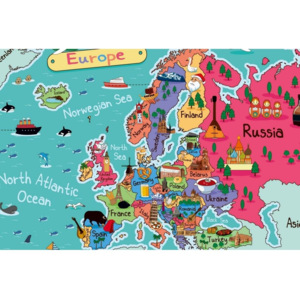 Tablou Homemania Maps Europe Pictures, 70 x 100 cm