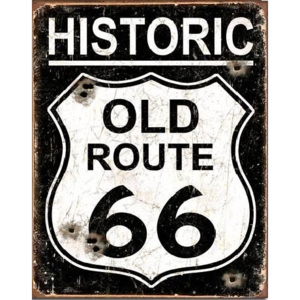 OLD ROUTE 66 - Weathered Placă metalică, (31,5 x 40 cm)