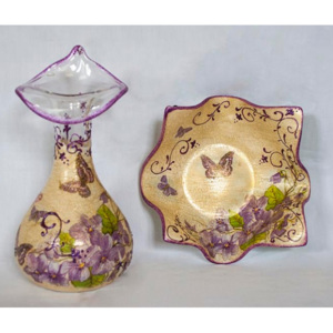Set vaza si platou Colectia Vintage Violets