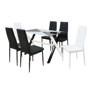Set masă și scaune din piele artificială, 7 piese