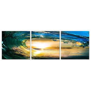Rushing wave in the sun Tablou, (210 x 70 cm)
