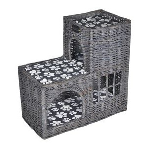 Ansamblu salcie casă pisici/pat/castel/stâlp pentru gheare cu pernă