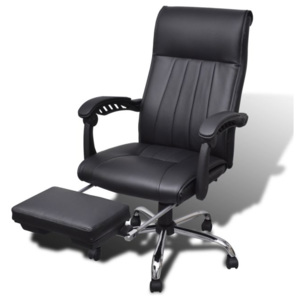 Scaun birou piele artificială cu suport reglabil pentru picioare Negru