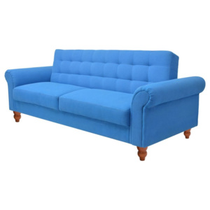 Pat canapea din material textil, albastru