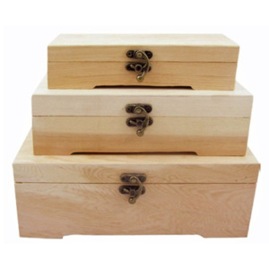 Set 3 cutii lemn dreptunghiulare cu capac