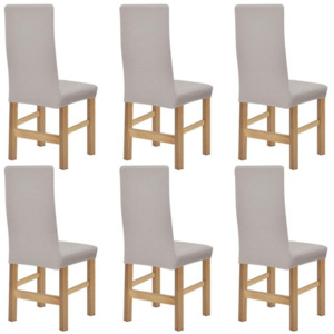 Huse elastice pentru scaune din poliester tricotat, Bej, 6 buc