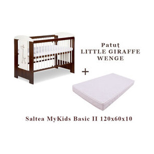 Patut KLUPS Little Giraffe Wenge + Saltea MyKids 10 Basic II