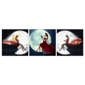 Women's profile in the moonlight Tablou, (150 x 50 cm)