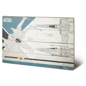 Star Wars The Last Jedi - X-Wing Plans Pictură pe lemn, (40 x 59 cm)