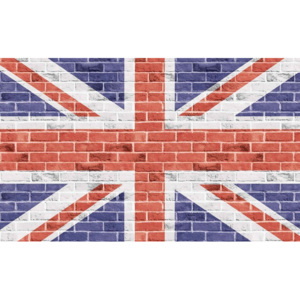 Brick Wall Union Jack Fototapet, (250 x 104 cm)