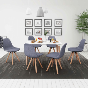 Set masă și scaune de bucătărie, alb gri deschis, 7 piese